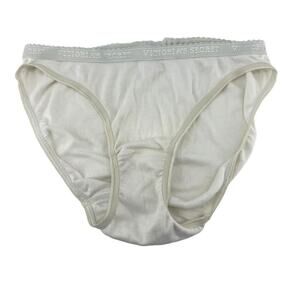 Victoria's Secret Panty Solid White Cotton Bikini Signature Waist Size Small